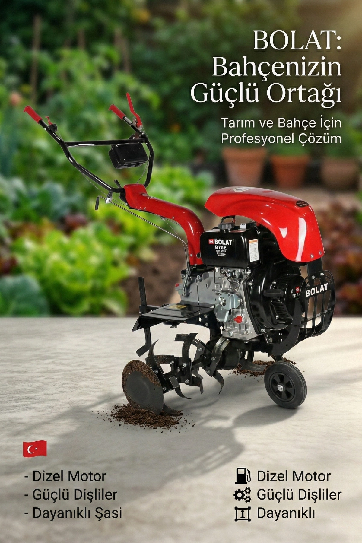 Bolat Atom 7D (Dizel) Çapa Makinesi