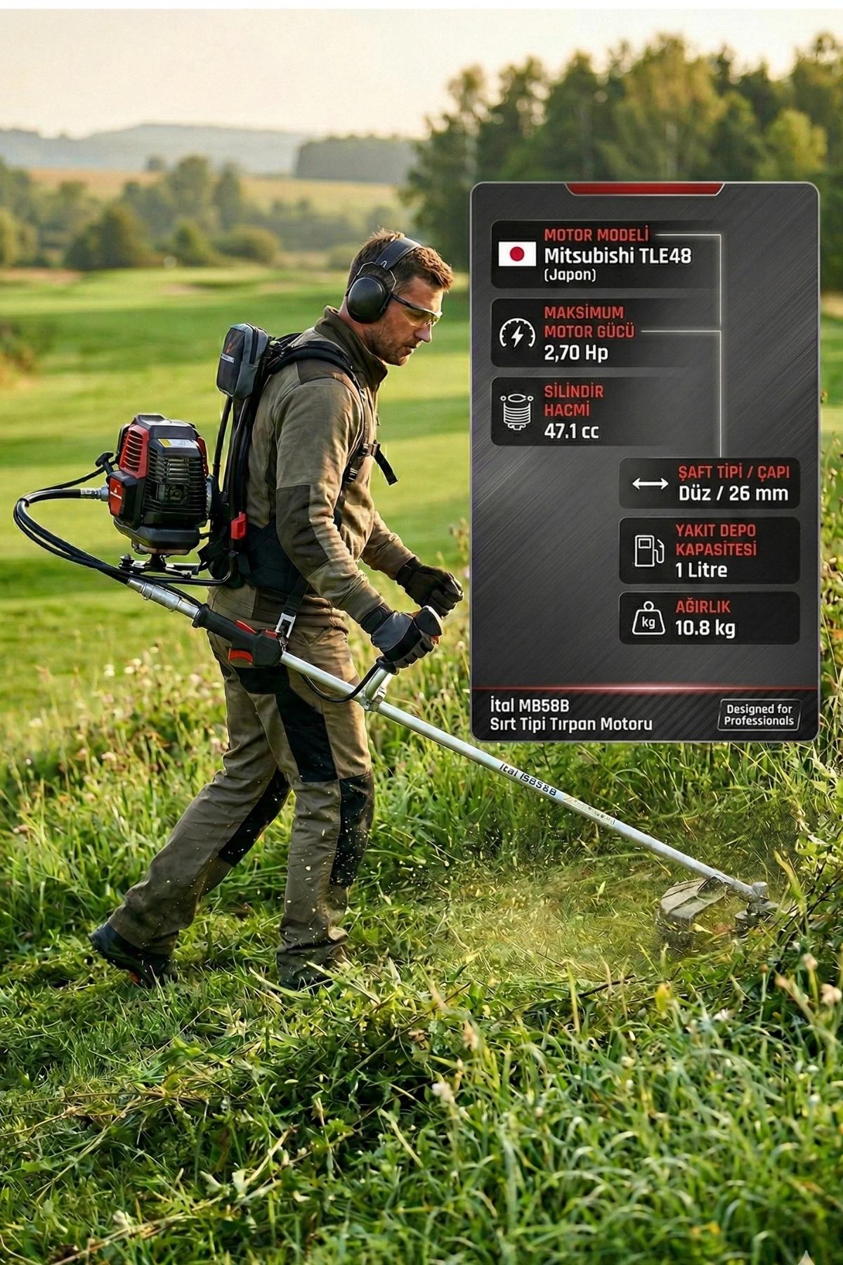 İtal MB58B 2.7 Hp 47.1 cc Benzinli Sırt Tırpan Motoru