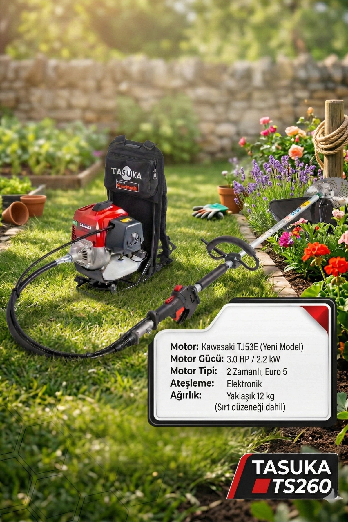 Kawasaki Tj53e Tasuka 3.0Hp 53.2 cc Benzinli Sırt Tırpan Motoru