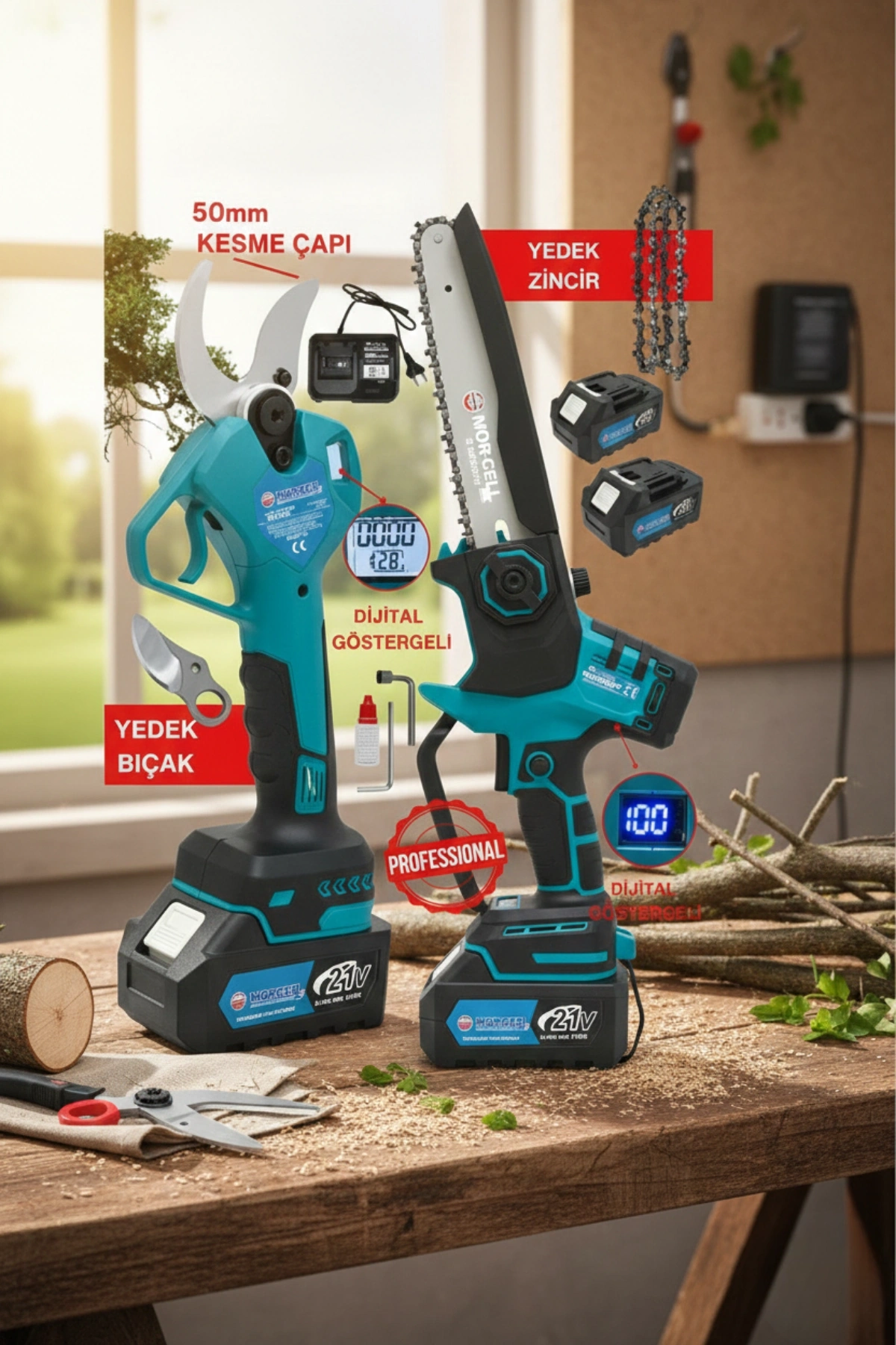 Mur-Cell A Plus 21V 3Ah 50mm Akülü Testere Ve Makası 2li Set