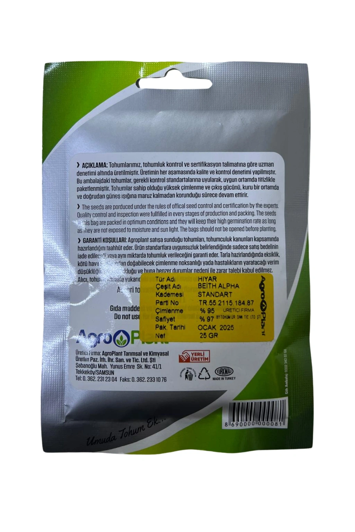 Agro Plant Hıyar Tohumu 25 gr