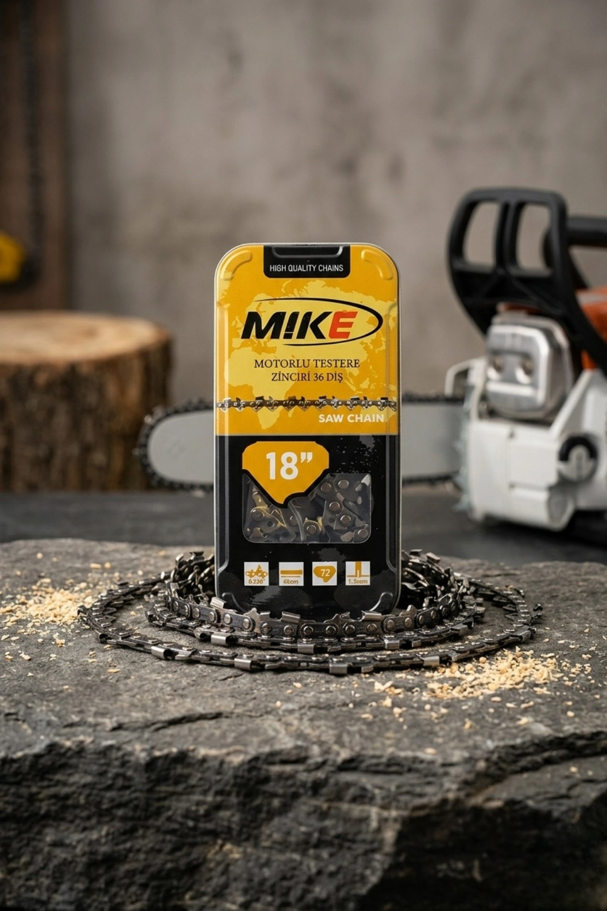 Mike Ağaç Motoru Testere Zinciri 3/25 36 Diş Köşeli