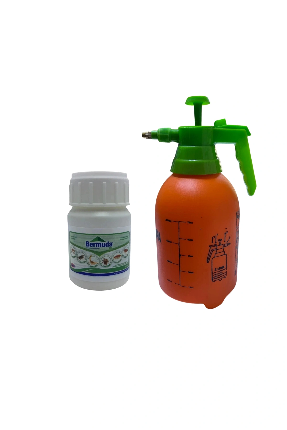 Ev ve Bahçe Haşere İlaçlama Seti ( Plantmate Manuel Basınçlı İlaçlama Pompası 2 L , Safa Tarım Bermuda EW Haşere Kovucu 50 ml)