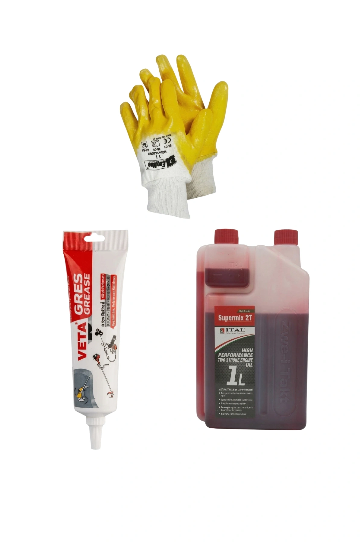 3lü Motor Bakım Avantaj Paketi (2T Yağ, Tüp Gres ve Koruyucu Eldiven)
