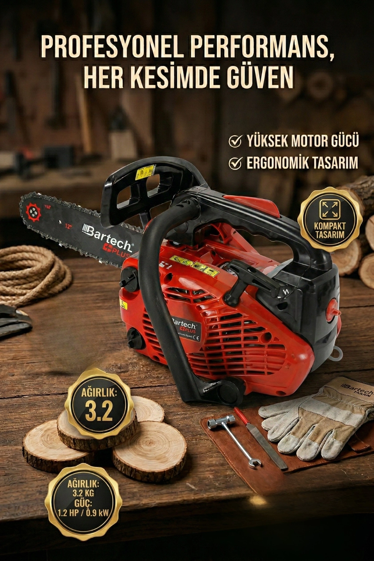 Bartech Plus TT-CS2500 1 Hp 25 cm Pala Benzinli Dal Budama Testeresi