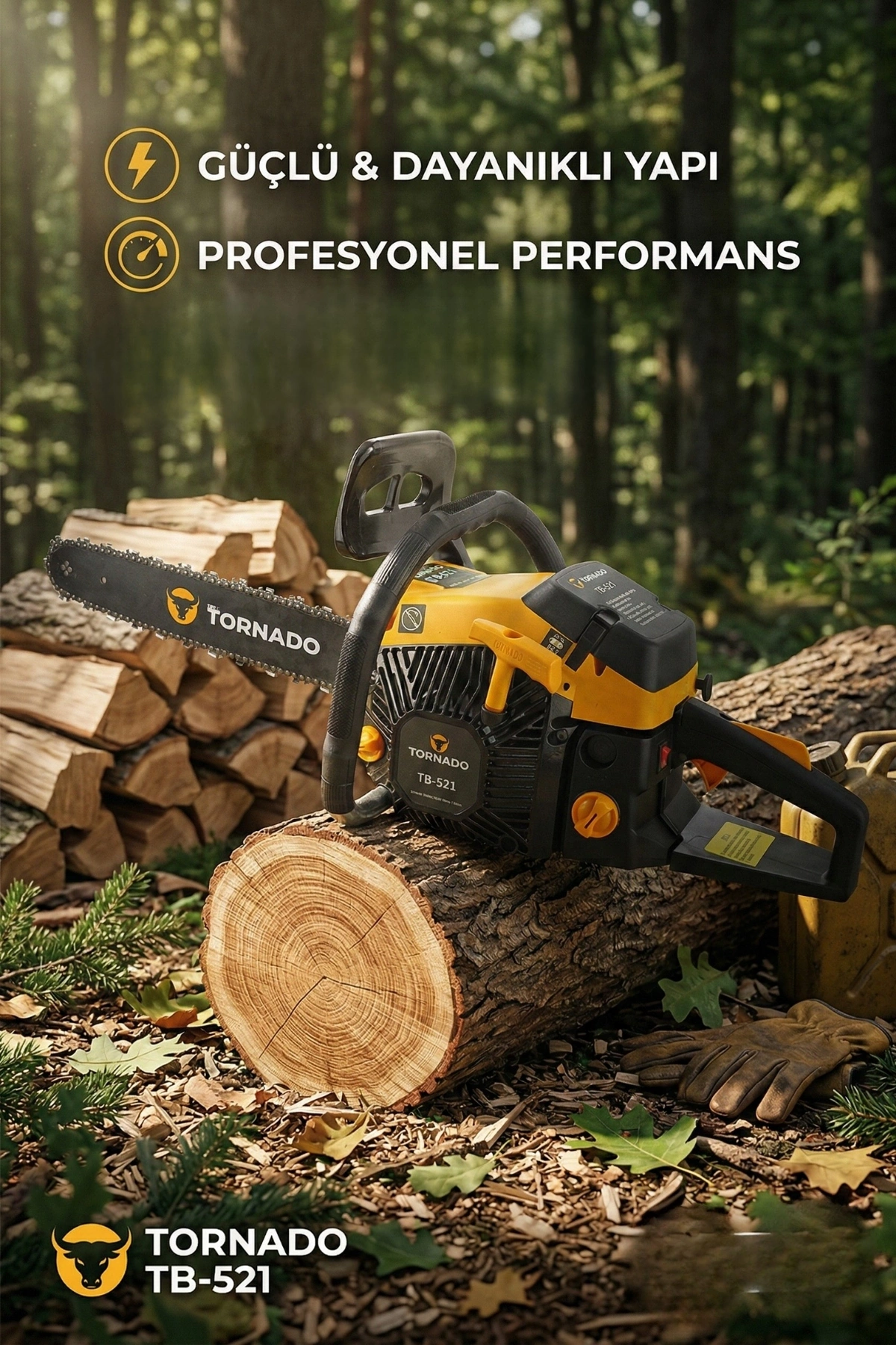 Bull Tornado TB-521 3 Hp 45 cm Pala Benzinli Ağaç Kesme Motoru