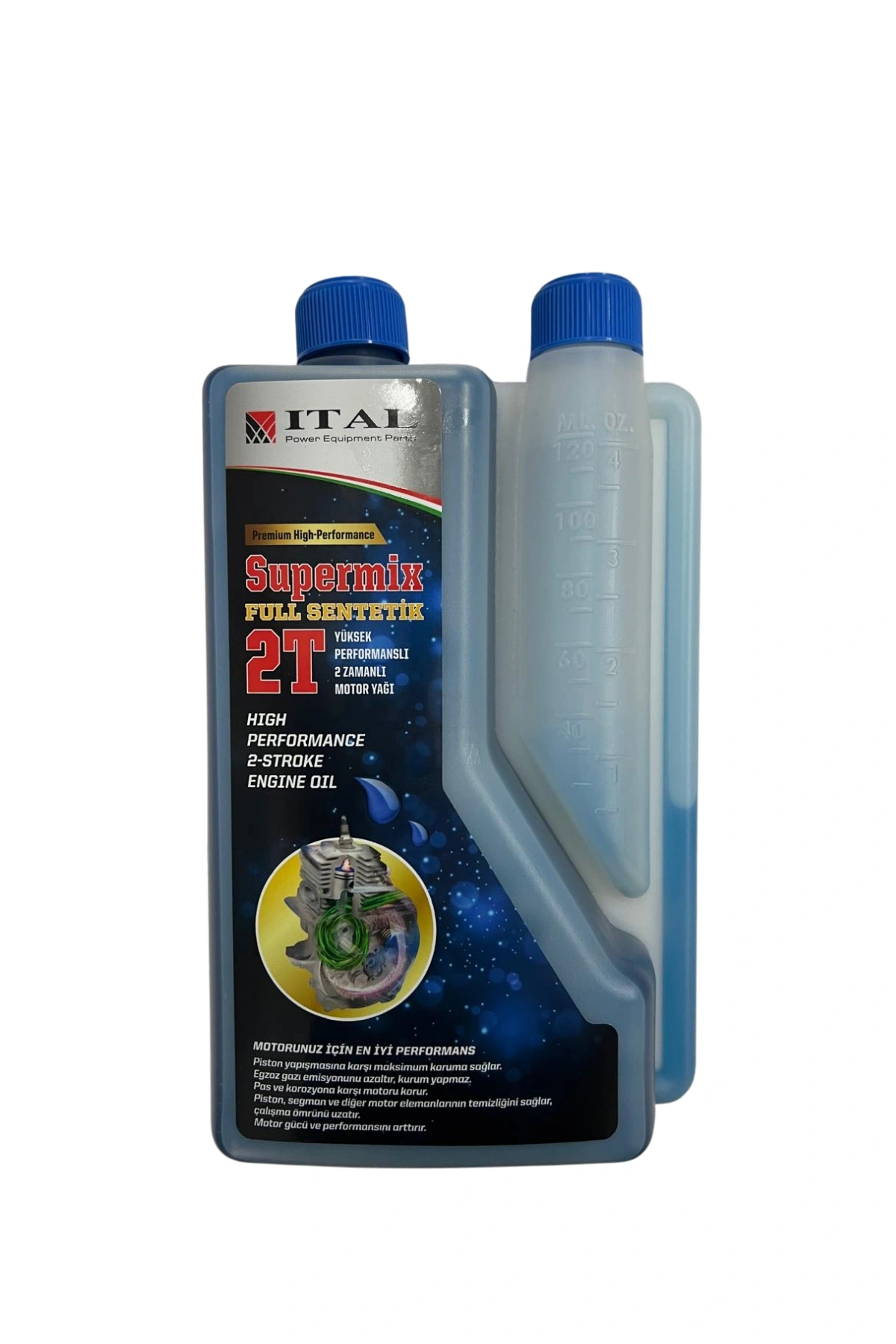 İtal Supermix 2T (2 Zamanlı) Ölçekli Mavi Motor Yağı 1L