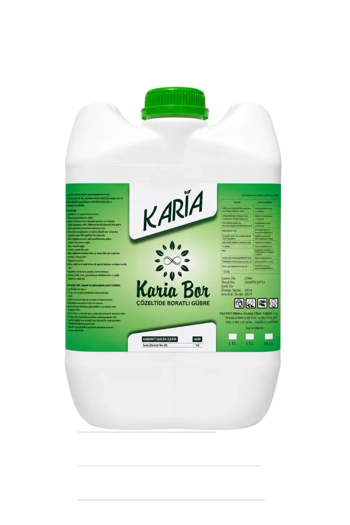 Karia Bor Çözeltide Boratlı Gübre 10 L