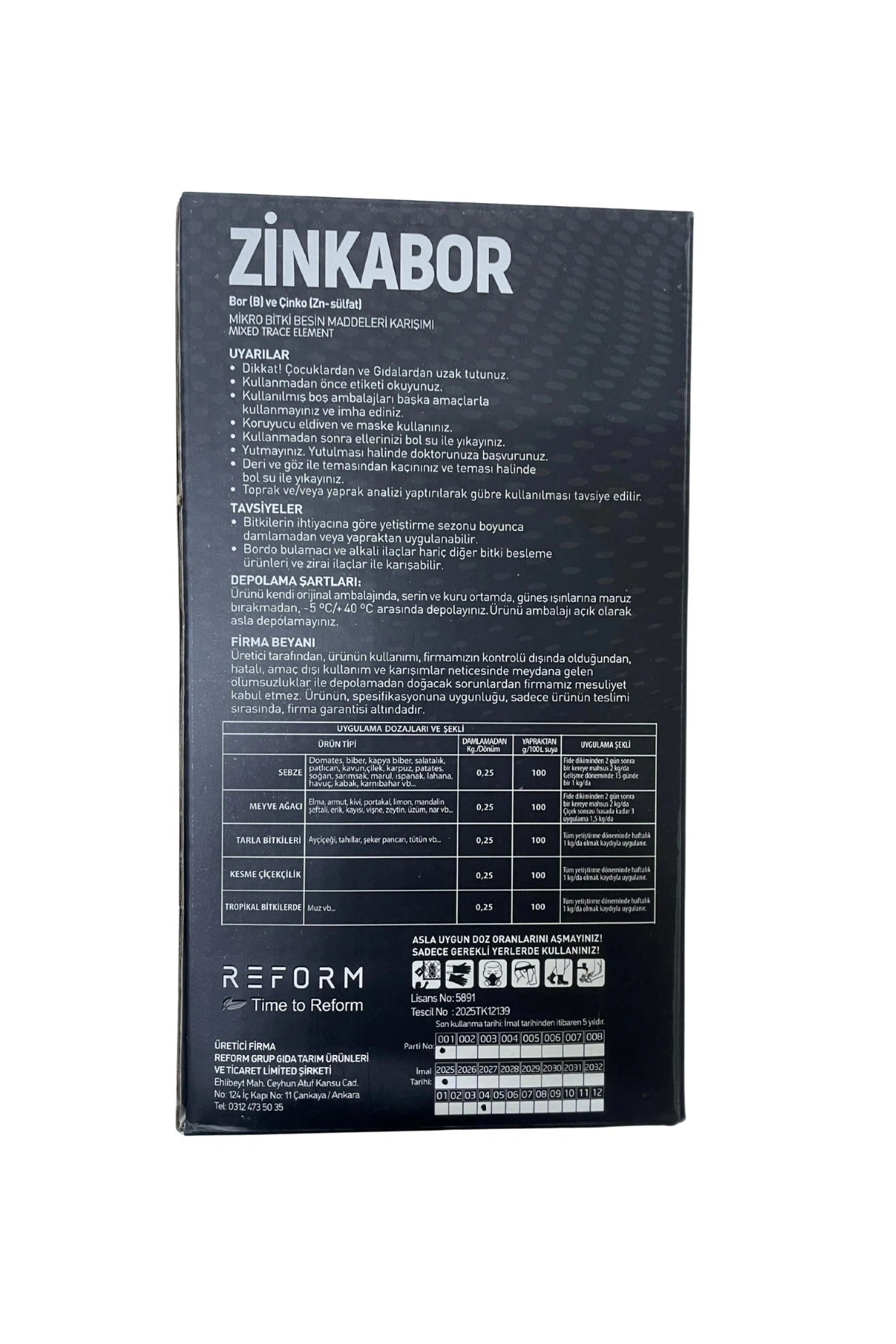 Zinkabor Ec Fertilizer Mikro Elementli Granül Gübre 1 Kg