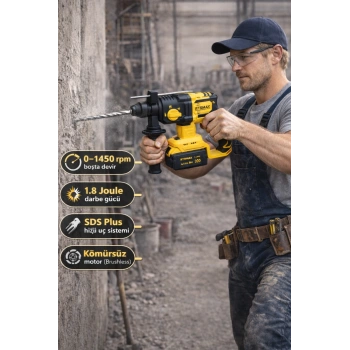 Rtrmax Rts5040b Şarjlı ElektroPnömatik Kırıcı Delici (SDS Plus)Kömürsüz