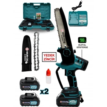 Mur-Cell MUR-9108 Dal Budama Testeresi Kömürsüz Otomatik Yağlamalı Dijital Göstergeli 21V 3 Amper