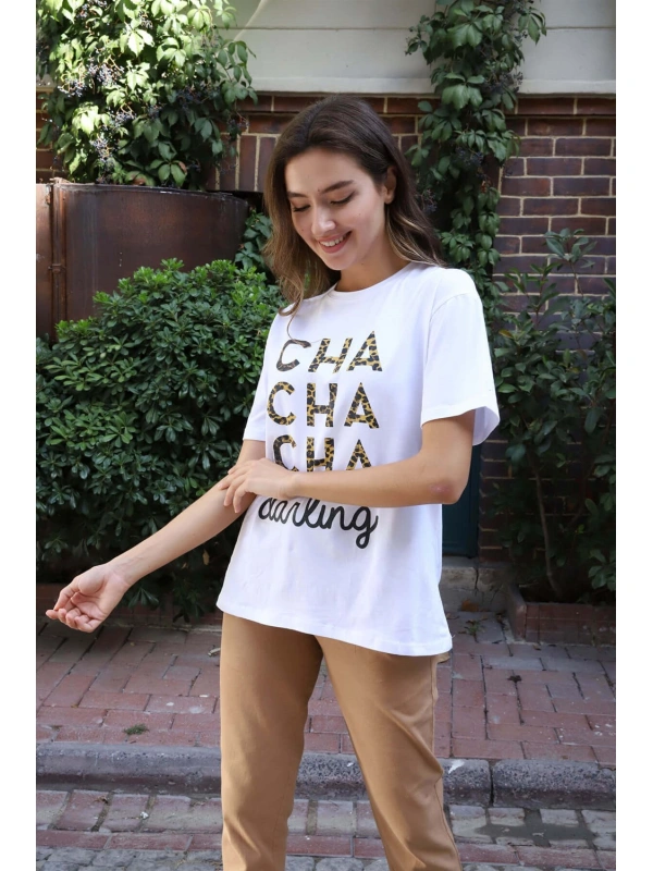 Baskılı Tişört-BEYAZ