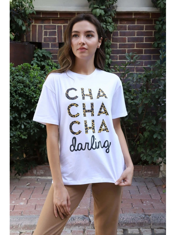 Baskılı Tişört-BEYAZ