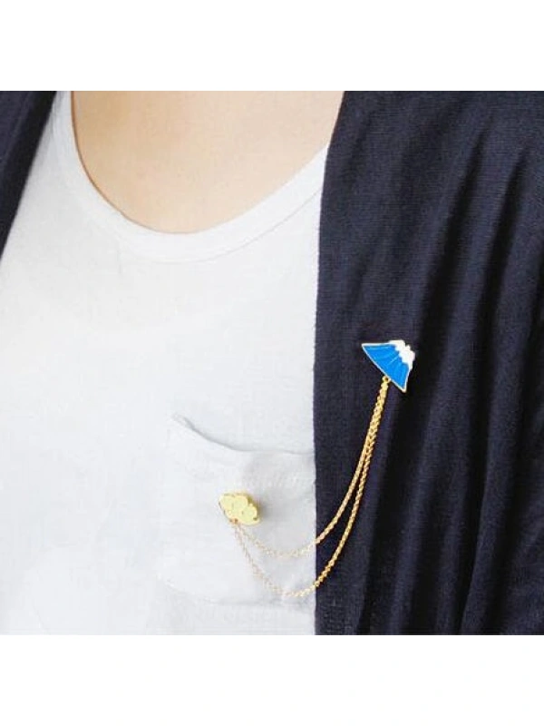 Bayan Liya Dağ ve Bulut Metal Broş Seti