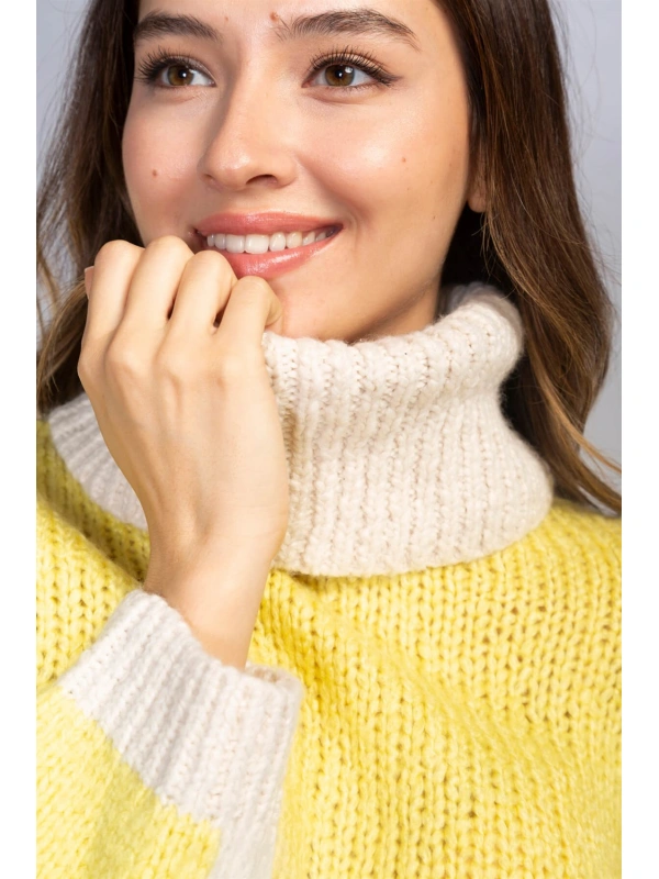 Boğazlı Örgü Kazak-SARI