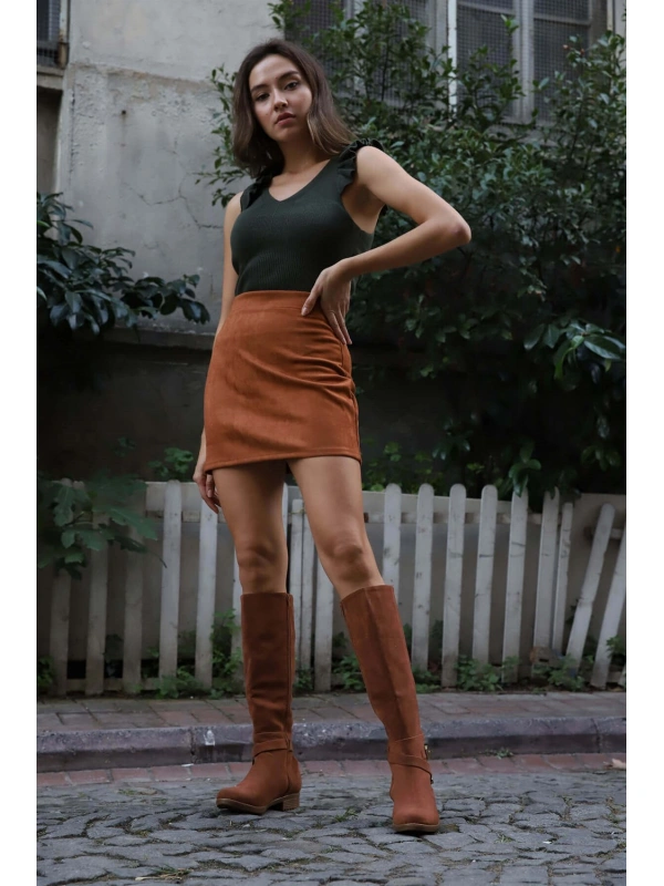 Fırfır Detaylı Triko Bluz - HAKİ