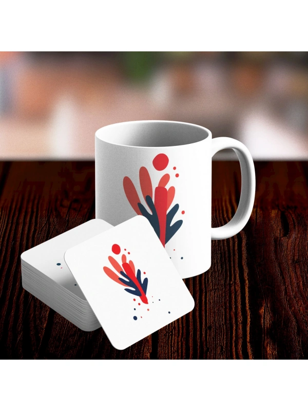 İ Harfi Tasarımlı Kupa ve Bardak Altlığı Seti