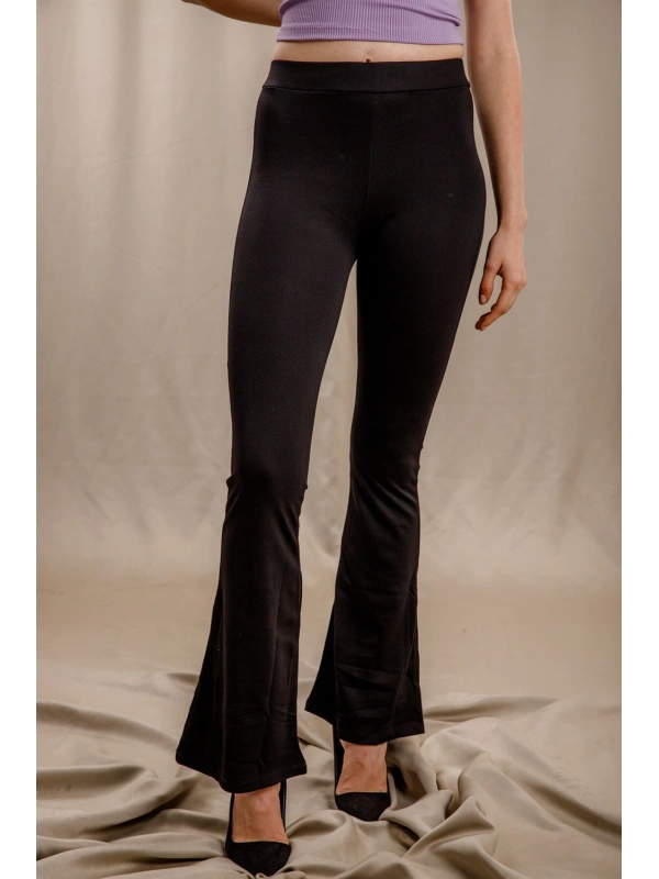 İspanyol Paça Tayt - SİYAH