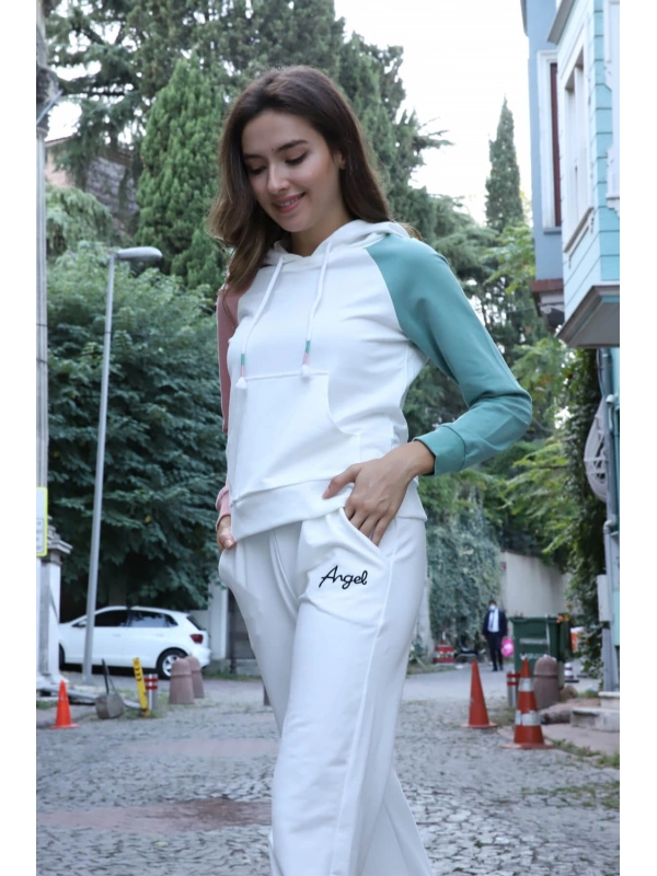 Kanguru Cepli Sweatshirt - BEYAZ