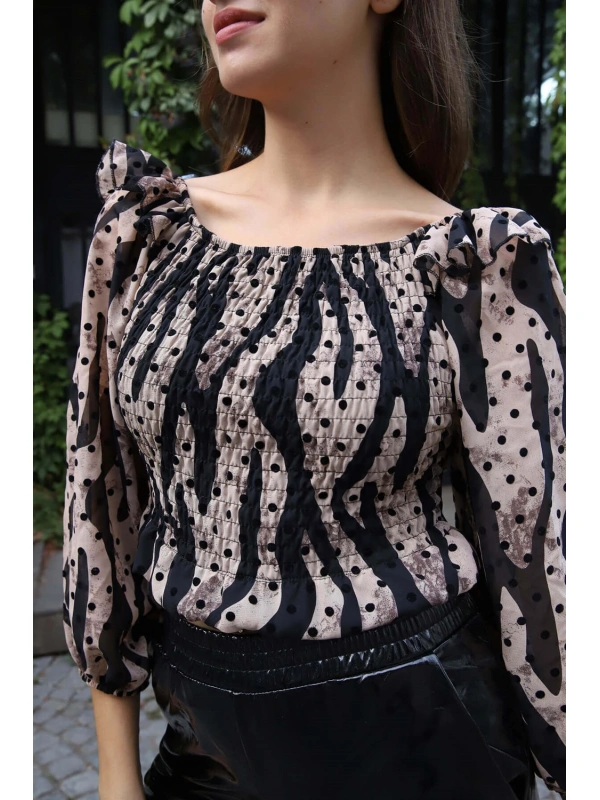 Madonna Yaka Crop Bluz - BEJ