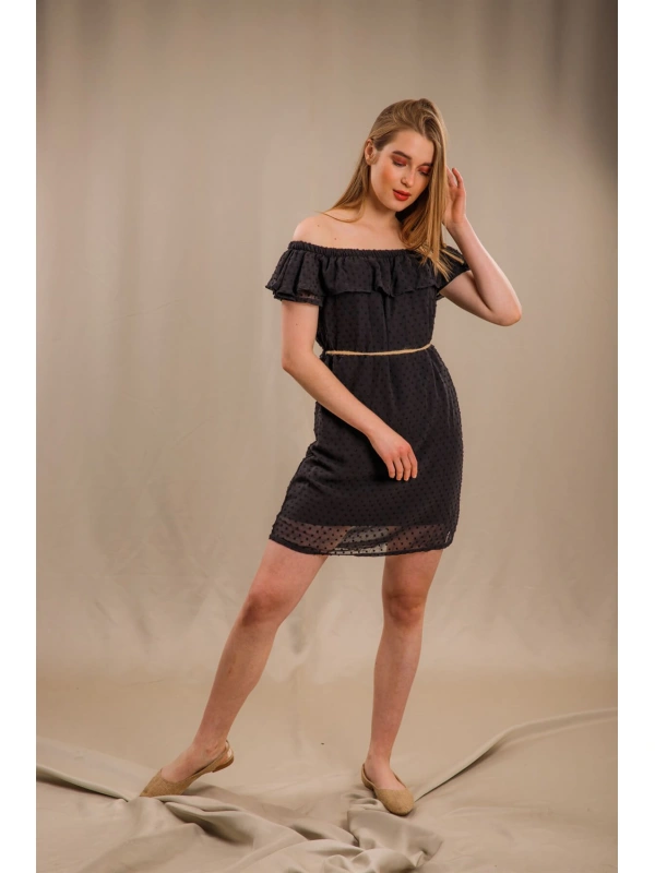 Madonna Yaka Elbise - SİYAH