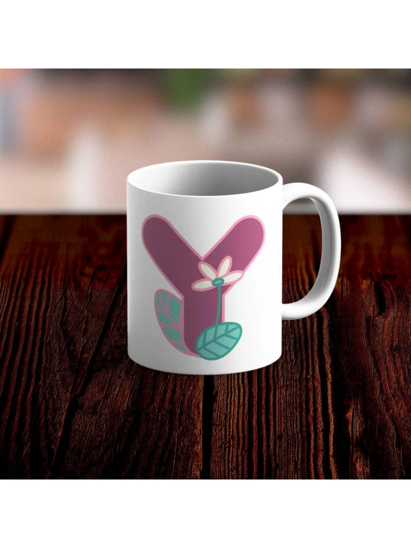 Özel Tasarım Y Harfi Beyaz Kupa Bardak