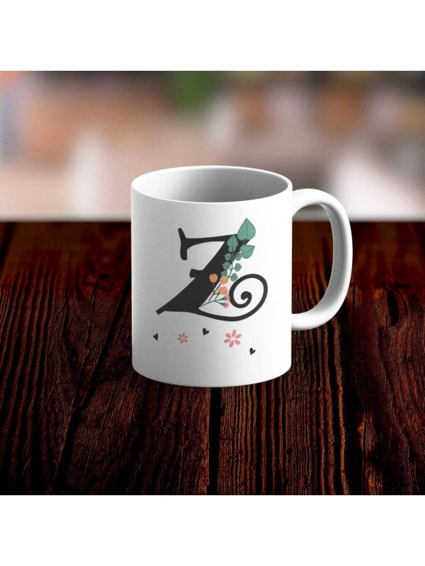 Özel Tasarım Z Harfi Beyaz Kupa Bardak