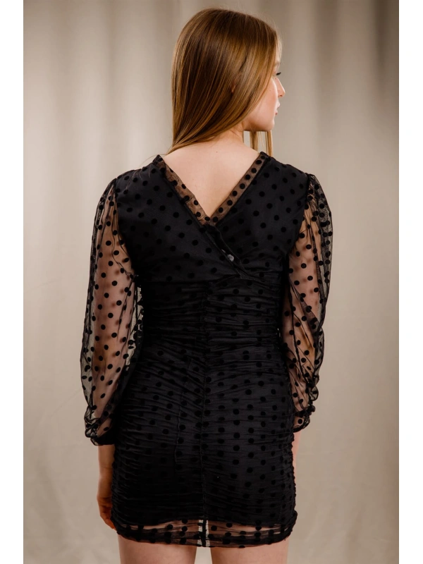 Puantiyeli Elbise - SİYAH