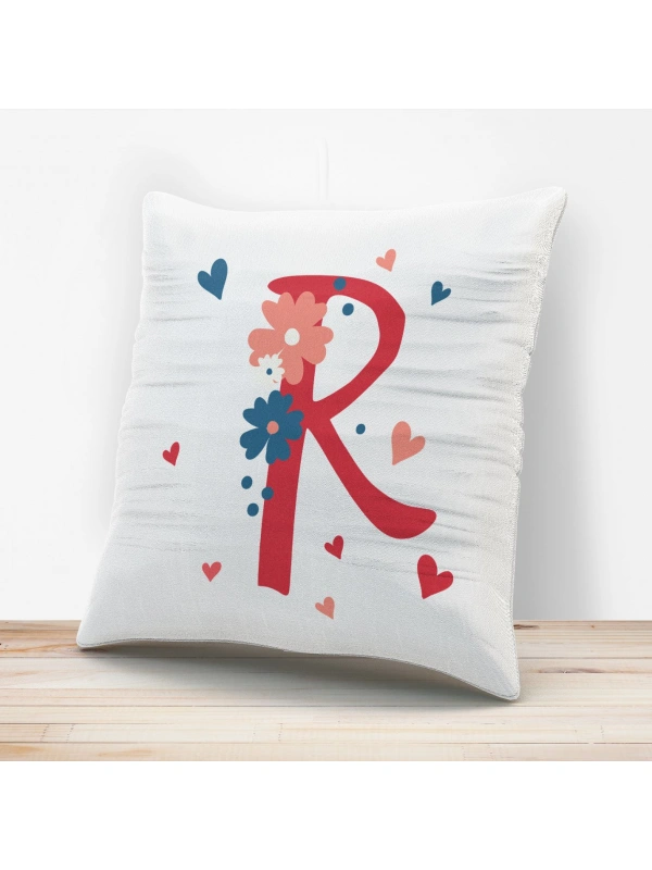 R Harfi Tasarımlı Yastık Kılıfı