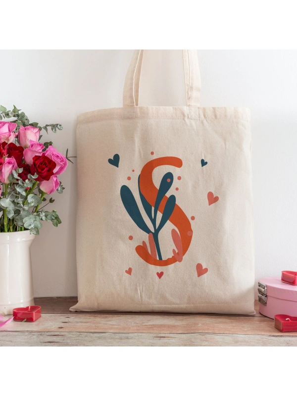 S Harfi Tasarımlı Alışveriş Plaj Bez Çanta