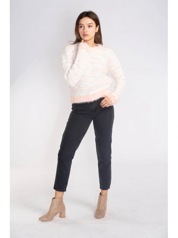 Sakallı Örgü Kazak-BEYAZ