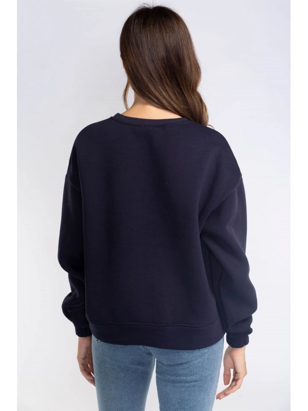 Şardonlu Sweatshirt-LACİVERT