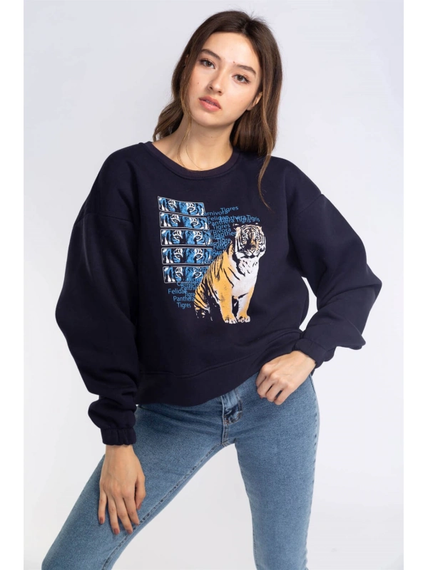 Şardonlu Sweatshirt-LACİVERT