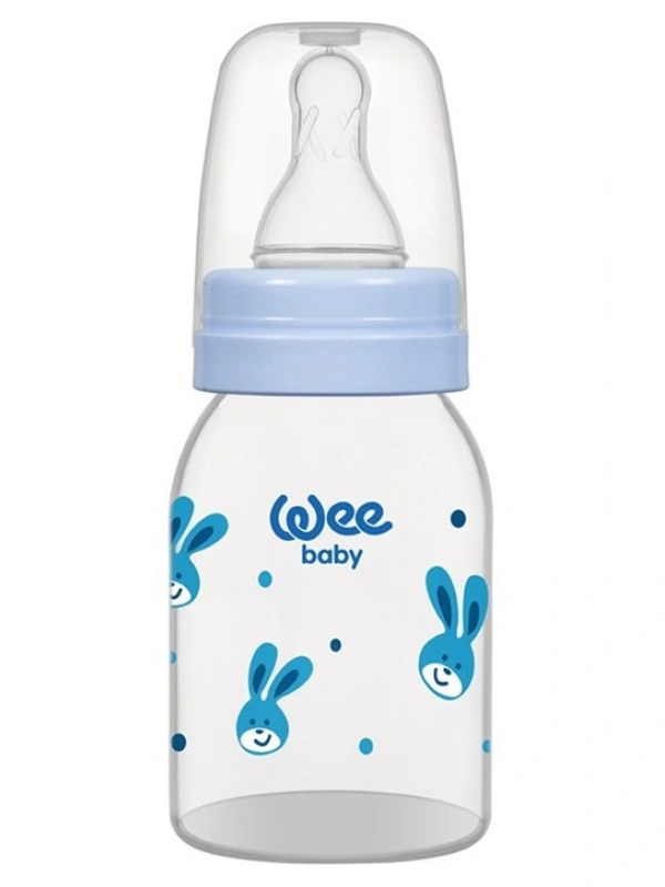 Wee Baby Silikon Uçlu Desenli PP Biberon 125 cc - Mavi