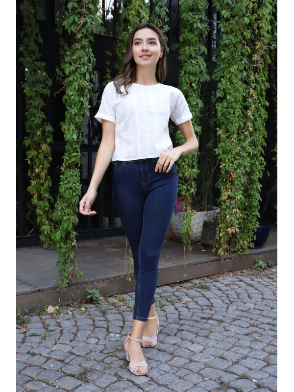 Yüksek Bel Skinny Jean Pantolon  - LACİVERT