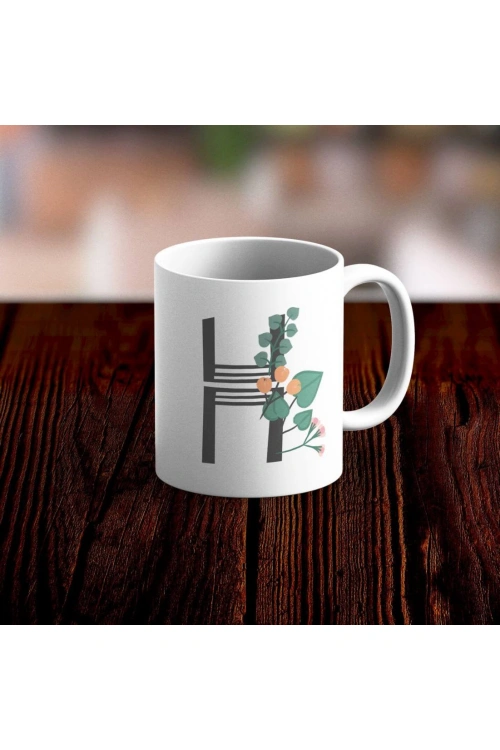 Özel Tasarım H Harfi Beyaz Kupa Bardak