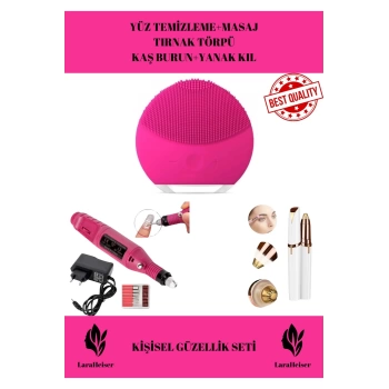 Premium Kusursuz Kaş Bıyık Cihazı Yüz Temizleme Cihazı Tırnak Törpü Cihazı 3lü Set