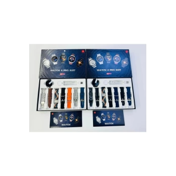 Watch 4 Pro Set 8de 1 Yuvarlak Akıllı Saat 7 Kayış BT Müzik Arama Fitness Takip