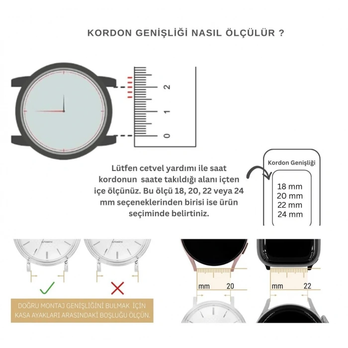 20 mm Klasik Düz Hakiki Deri Saat Kordonu Roder