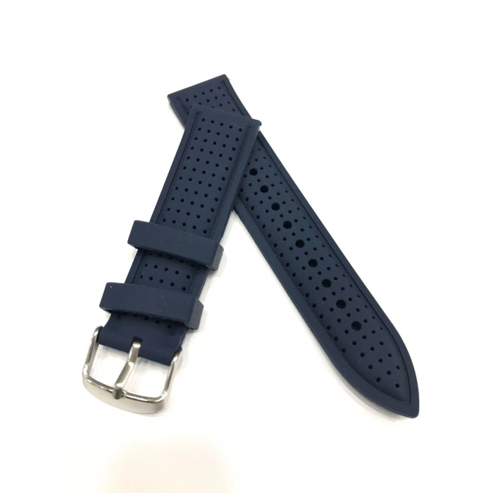 20 mm Renkli Siyah Dikişli Yumuşak Silikon Saat Kordonu Kayışı