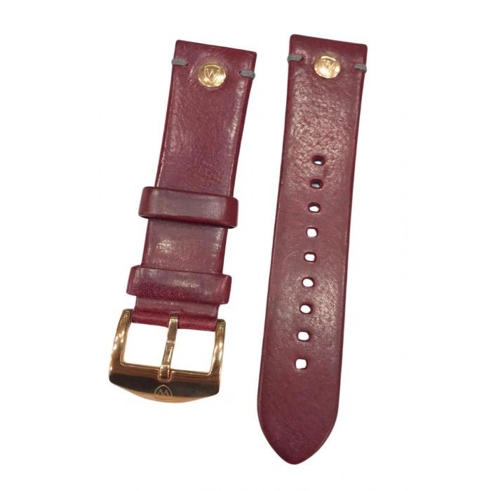 24 mm Bordo Wainer Orijinal Hakiki Deri Saat Kordonu