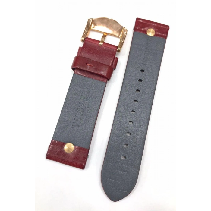 24 mm Bordo Wainer Orijinal Hakiki Deri Saat Kordonu