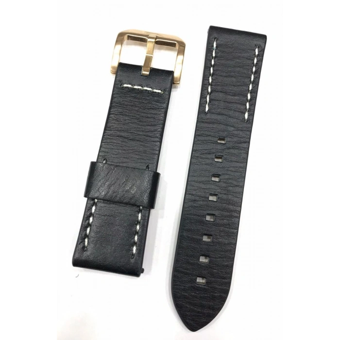 24 mm Koyu Lacivert Slazenger Orijinal Hakiki Deri Saat Kordonu