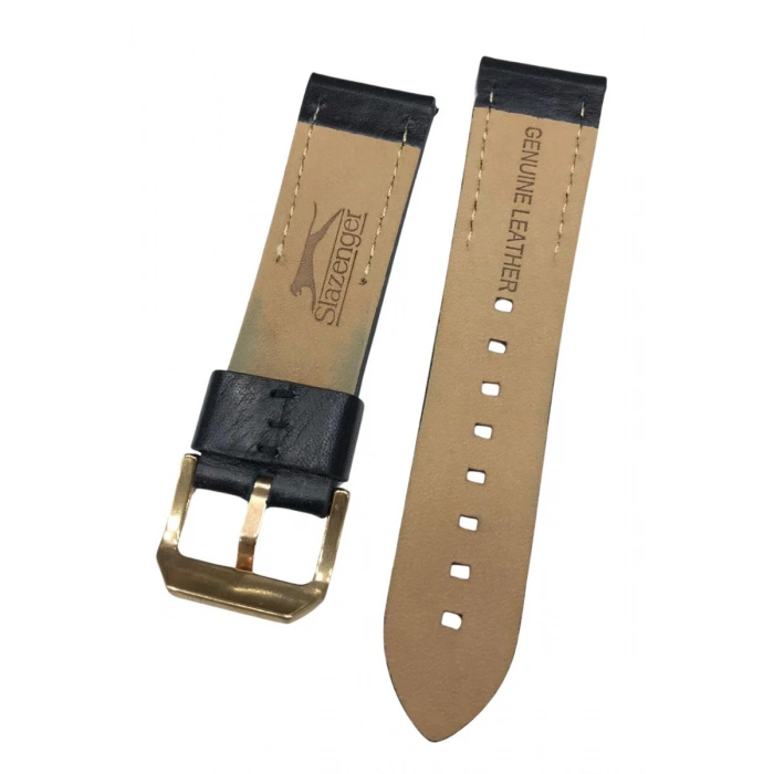 24 mm Koyu Lacivert Slazenger Orijinal Hakiki Deri Saat Kordonu