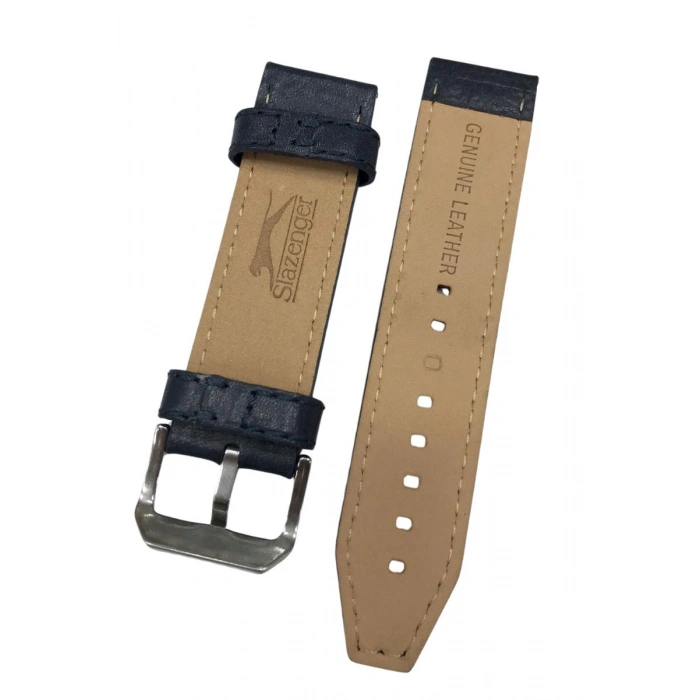 24 mm Lacivert Slazenger Orijinal Hakiki Deri Saat Kordonu