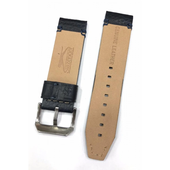 24 mm Lacivert Slazenger Orijinal Hakiki Deri Saat Kordonu