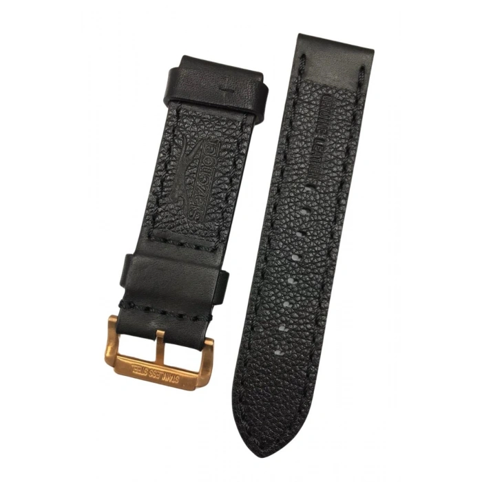 24 mm Siyah Renk Slazenger Orijinal Hakiki Deri Saat Kordonu