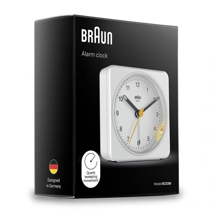 BRAUN BC03W BEYAZ KLASİK SEYAHAT ANALOG ALARMLI MASA SAATİ