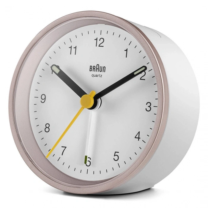 BRAUN BC12PW PEMBE-BEYAZ KLASİK ANALOG ALARMLI MASA SAATİ