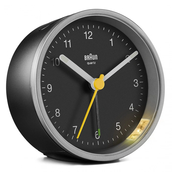 BRAUN BC12SB GÜMÜŞ-SİYAH KLASİK ANALOG ALARMLI MASA SAATİ